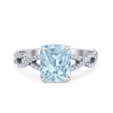 Art Deco Twisted Shank Infinity Emerald Cut Simulated Cubic Zirconia 925 Sterling Silver