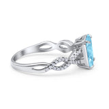 Art Deco Twisted Shank Infinity Emerald Cut Simulated Cubic Zirconia 925 Sterling Silver