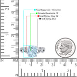 Art Deco Twisted Shank Infinity Emerald Cut Simulated Cubic Zirconia 925 Sterling Silver