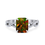 Art Deco Twisted Shank Infinity Emerald Cut Simulated Cubic Zirconia 925 Sterling Silver