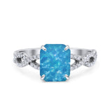 Art Deco Twisted Shank Infinity Emerald Cut Simulated Cubic Zirconia 925 Sterling Silver