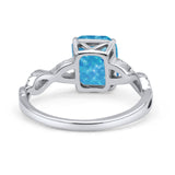 Art Deco Twisted Shank Infinity Emerald Cut Simulated Cubic Zirconia 925 Sterling Silver