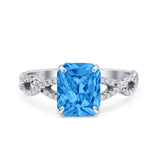 Art Deco Twisted Shank Infinity Emerald Cut Simulated Cubic Zirconia 925 Sterling Silver