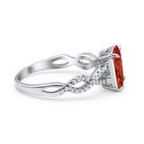 Art Deco Twisted Shank Infinity Emerald Cut Simulated Cubic Zirconia 925 Sterling Silver