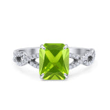 Art Deco Twisted Shank Infinity Emerald Cut Simulated Cubic Zirconia 925 Sterling Silver