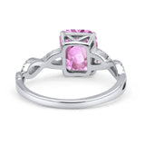 Art Deco Twisted Shank Infinity Emerald Cut Simulated Cubic Zirconia 925 Sterling Silver