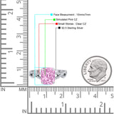 Art Deco Twisted Shank Infinity Emerald Cut Simulated Cubic Zirconia 925 Sterling Silver