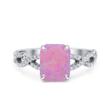 Art Deco Twisted Shank Infinity Emerald Cut Simulated Cubic Zirconia 925 Sterling Silver