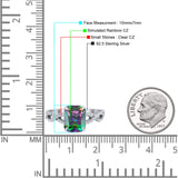 Art Deco Twisted Shank Infinity Emerald Cut Simulated Cubic Zirconia 925 Sterling Silver