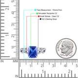 Art Deco Twisted Shank Infinity Emerald Cut Simulated Cubic Zirconia 925 Sterling Silver