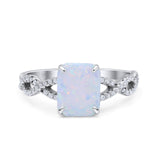 Art Deco Twisted Shank Infinity Emerald Cut Simulated Cubic Zirconia 925 Sterling Silver