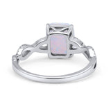 Art Deco Twisted Shank Infinity Emerald Cut Simulated Cubic Zirconia 925 Sterling Silver