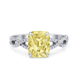 Art Deco Twisted Shank Infinity Emerald Cut Simulated Cubic Zirconia 925 Sterling Silver