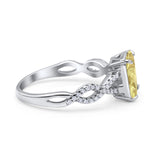 Art Deco Twisted Shank Infinity Emerald Cut Simulated Cubic Zirconia 925 Sterling Silver