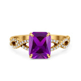 Art Deco Twisted Shank Infinity Emerald Cut Simulated Cubic Zirconia 925 Sterling Silver