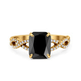 Art Deco Twisted Shank Infinity Emerald Cut Simulated Cubic Zirconia 925 Sterling Silver