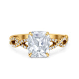 Art Deco Twisted Shank Infinity Emerald Cut Simulated Cubic Zirconia 925 Sterling Silver