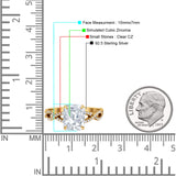 Art Deco Twisted Shank Infinity Emerald Cut Simulated Cubic Zirconia 925 Sterling Silver