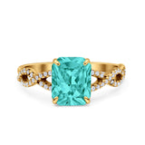 Art Deco Twisted Shank Infinity Emerald Cut Simulated Cubic Zirconia 925 Sterling Silver