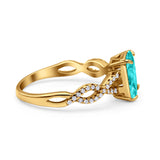 Art Deco Twisted Shank Infinity Emerald Cut Simulated Cubic Zirconia 925 Sterling Silver