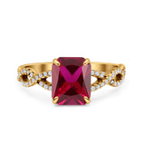 Art Deco Twisted Shank Infinity Emerald Cut Simulated Cubic Zirconia 925 Sterling Silver