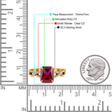 Art Deco Twisted Shank Infinity Emerald Cut Simulated Cubic Zirconia 925 Sterling Silver