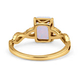 Art Deco Twisted Shank Infinity Emerald Cut Simulated Cubic Zirconia 925 Sterling Silver