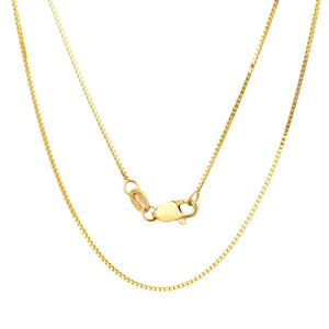 1MM 019 Yellow Gold Box Chain .925 Sterling Silver Sizes "16-24"