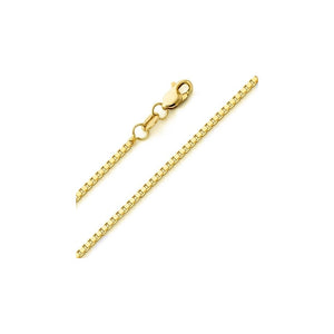 1MM 019 Yellow Gold Box Chain .925 Sterling Silver Sizes "16-24"