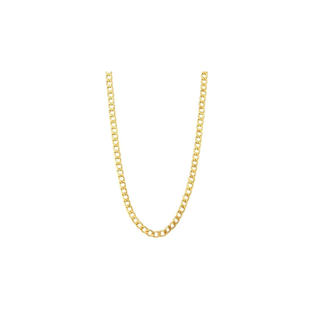 4MM 100 Yellow Gold Curb Chain .925 Sterling Silver "22-28"