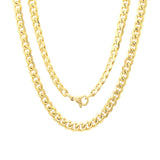 4MM 100 Yellow Gold Curb Chain .925 Sterling Silver "22-28"