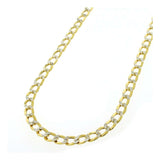 7.5MM 180 Two Tone Pave Curb Yellow Gold .925 Sterling Silver Length "8-30" Inches