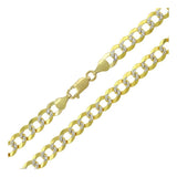 6MM 150 Pave Curb Yellow Gold .925 Sterling Silver Length "8-32" Inches
