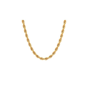 3.5MM 070 Yellow Gold Rope Chain .925 Sterling Silver Sizes"8-28"
