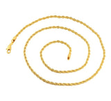 3.5MM 070 Yellow Gold Rope Chain .925 Sterling Silver Sizes"8-28"