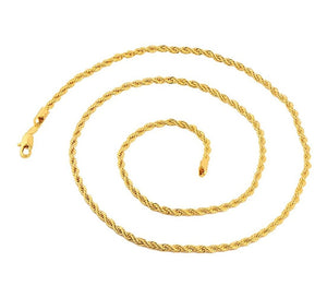 1.6MM 035 Yellow Gold Rope Chain .925 Sterling Silver Sizes"7-30"