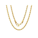 5MM 100 Yellow Gold Rope Chain .925 Sterling Silver Sizes"8-30"