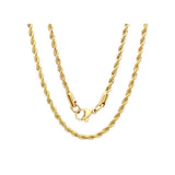 3.5MM 070 Yellow Gold Rope Chain .925 Sterling Silver Sizes"8-28"