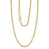 0.9MM Round Box Chain Yellow Gold Plated 925 Sterling Silver 16-20 Inches