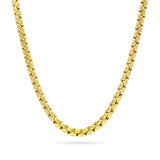 4.4MM 250 Yellow Gold Round Box Chain .925 Sterling Silver "8-28"