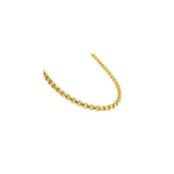 4.4MM 250 Yellow Gold Round Box Chain .925 Sterling Silver "8-28"