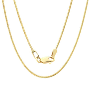 0.8MM Snake Chain Yellow Gold Plated 925 Sterling Silver 16-22 Inches
