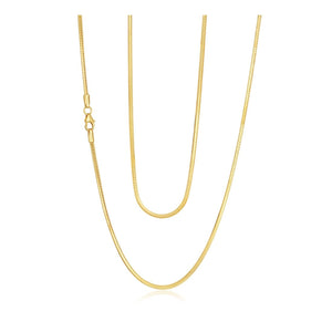 0.8MM Yellow Gold Square Snake Chain .925 Sterling Silver Sizes "16-18"