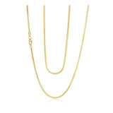 0.8MM Yellow Gold Square Snake Chain .925 Sterling Silver Sizes 