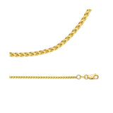 1.9MM Yellow Gold Wheat/Spiga Chain .925 Sterling Silver "7-24"