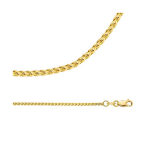 1.2MM Yellow Gold Wheat/Spiga Chain .925 Sterling Silver "7-24"