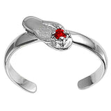  Toe Ring Slipper 925 Sterling Silver Ruby CZ 6mm