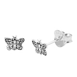 Simple Petite 4mm Small Tiny Cute Pair of Butterfly Stud Post Earrings Solid 925 Sterling Silver Earrings Cartilage Piercing Kids Gift