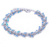 Blue Opal Butterfly Bracelet Marquise Cut Clear White CZ Solid 925 Sterling Silver Lab Blue Opal Butterfly Bracelet 9