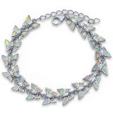 White Opal Butterfly Bracelet Marquise Cut Clear CZ Solid 925 Sterling Silver Lab White Opal Butterfly Bracelet 9
